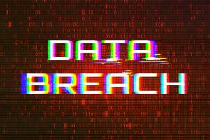 screen with data breach and code