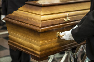 casket at a funeral