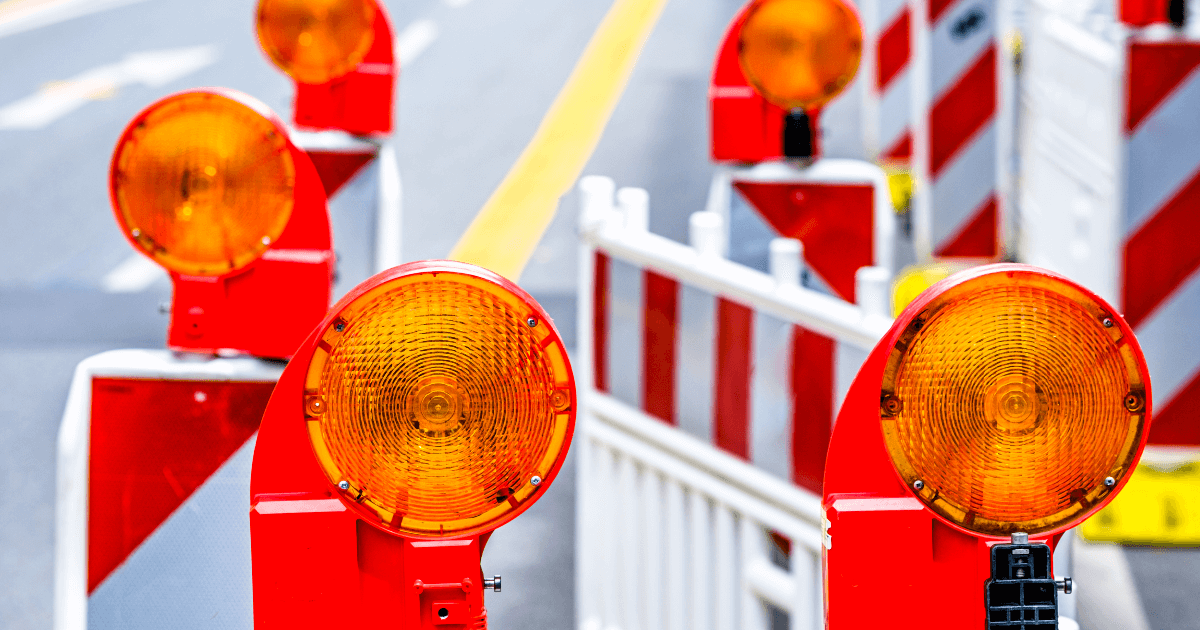 road construction lights and barriers