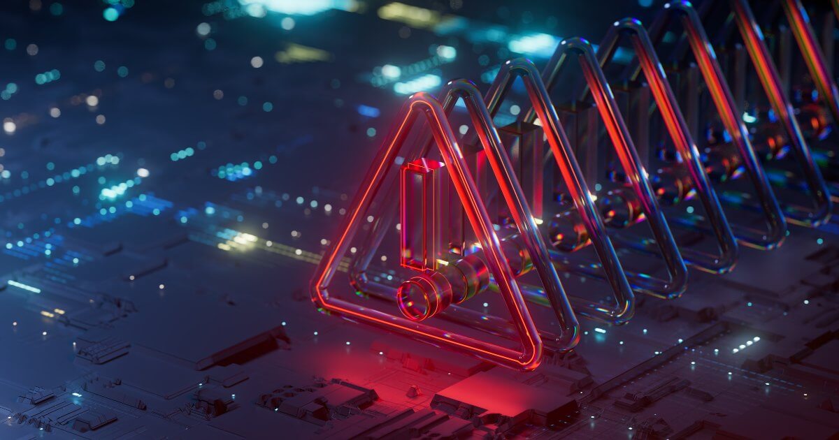 warning icon over circuitboard